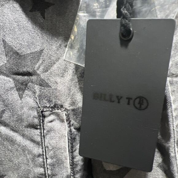 Billy T Lined Gray Jacket Black Stars Embroidered Collar Sz XS NWT Military Y2K - Picture 4 of 13